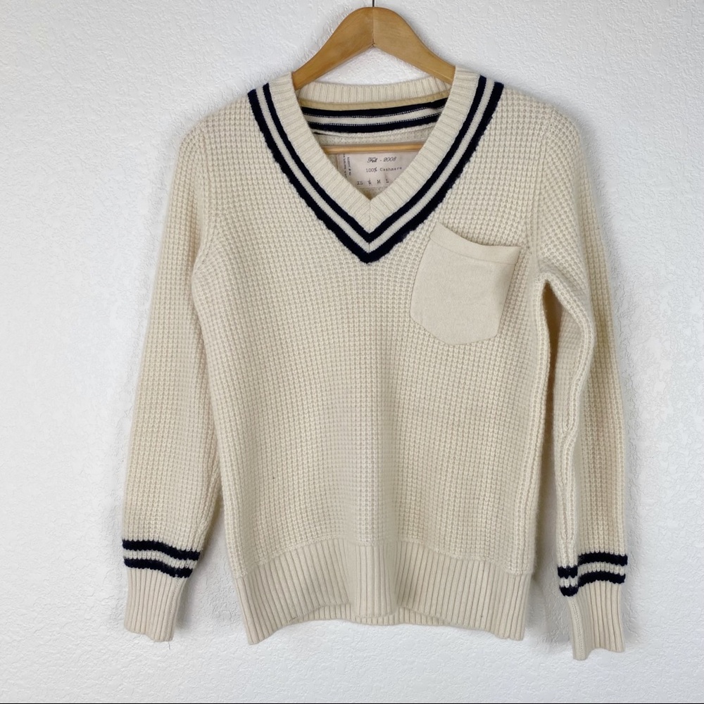 Rag & Bone Cream Waffle Knit 100% Cashmere Pullover Sweater